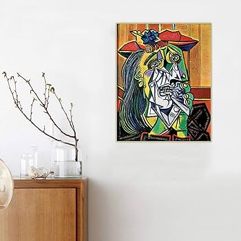 パブロ　ピカソ　レプリカ版　油絵　絵画　アンティーク　インテリア　MoMA美術館 Amazon｜パブロ・ピカソ《泣く女》キャンバス油絵レプリカ抽象